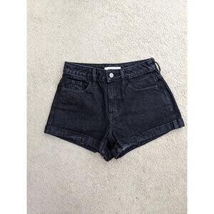 Pacsun High Waist Faded Black Jean Shorts Size 24" Cotton Blend Casual Grunge